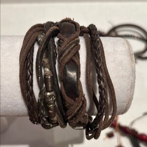 Multi-Strand Brown Leather Bracelet